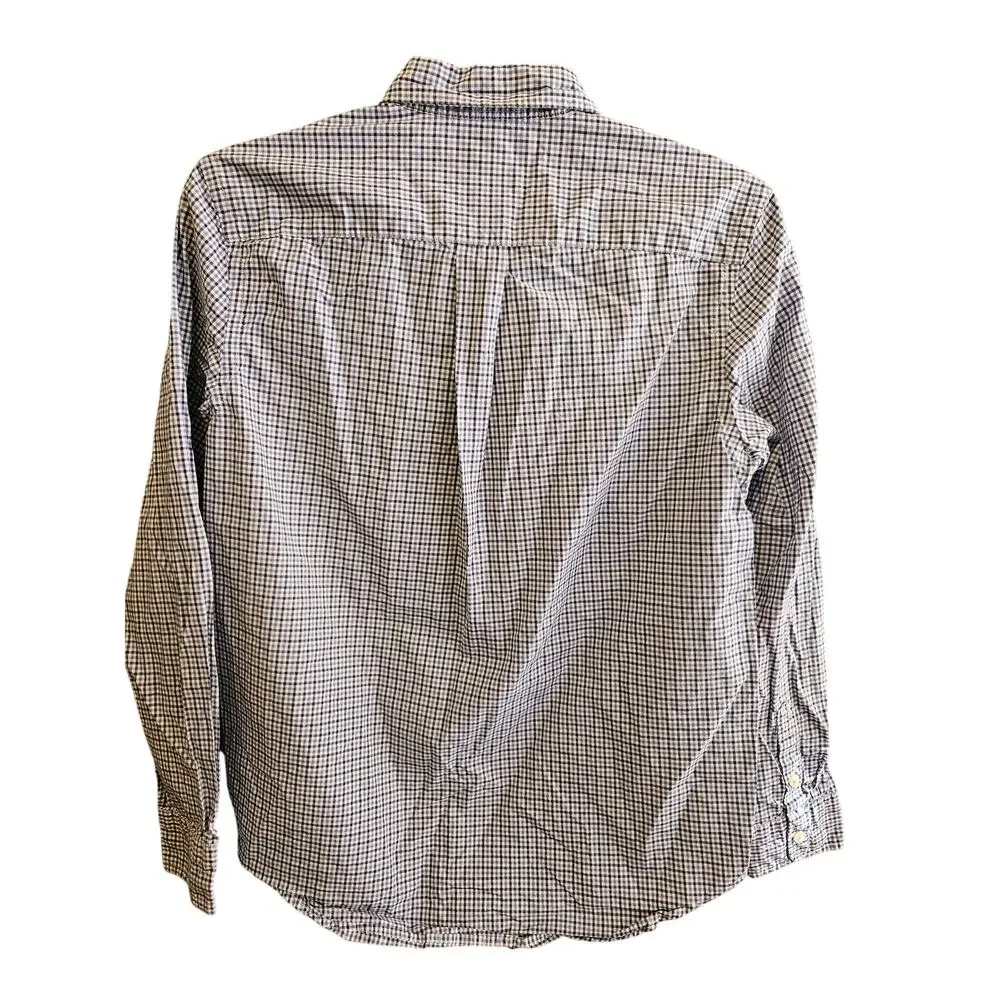 Ralph Lauren Boys Blue Gingham check button down shirt Size Large plaid preppy